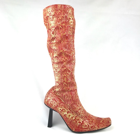 orange snakeskin boots